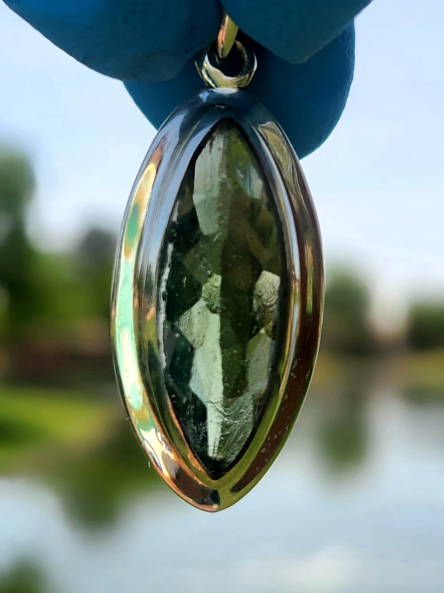 Genuine Large Faceted Moldavite Pendant (15ct)