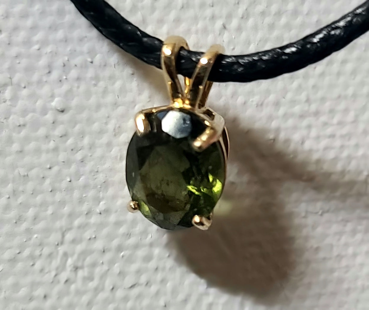 Genuine Moldavite Pendant in Solid 14K Gold