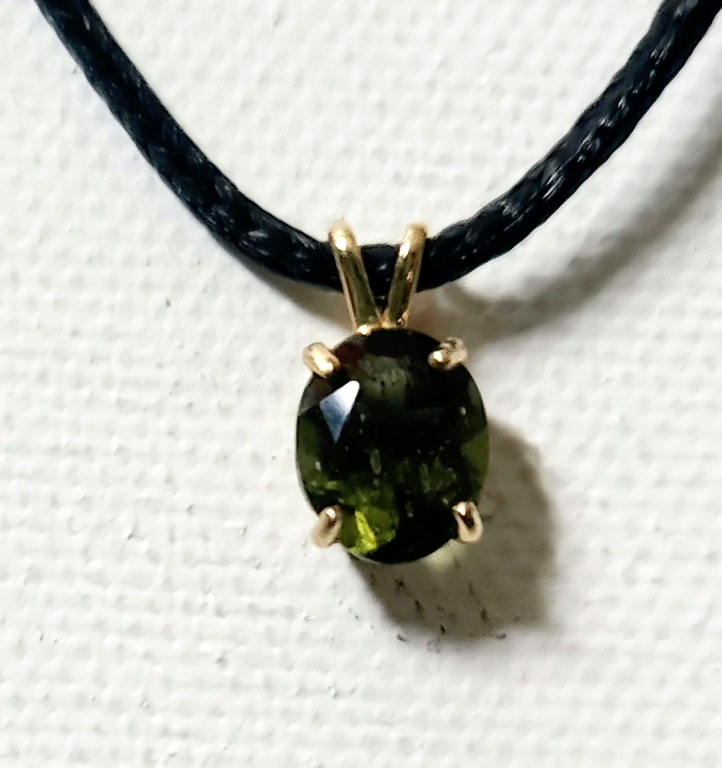 Genuine Moldavite Pendant in Solid 14K Gold