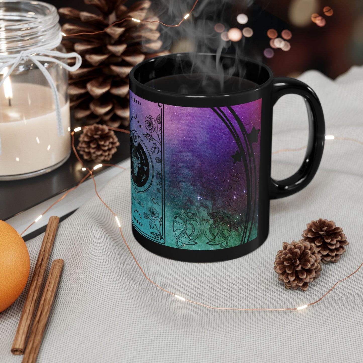 Taurus Stardust Black Ceramic Mug