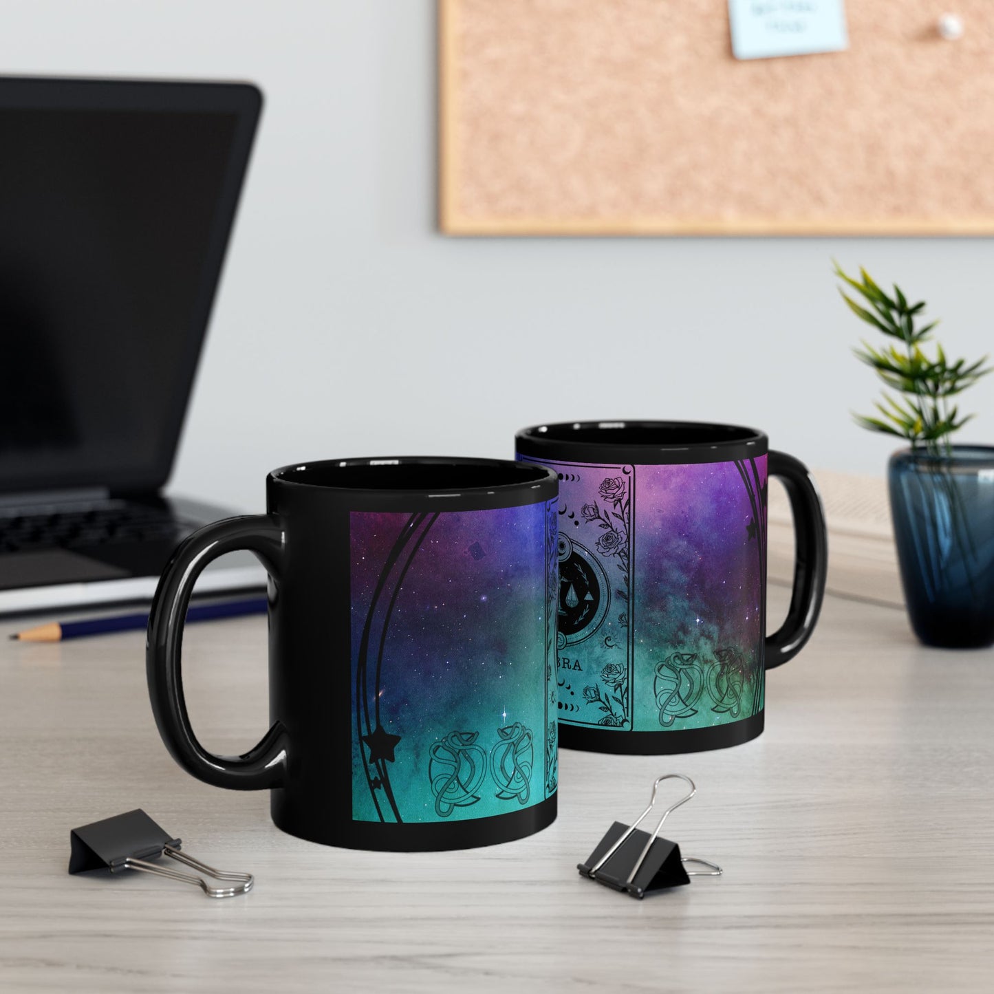 Libra Stardust Black Ceramic Mug
