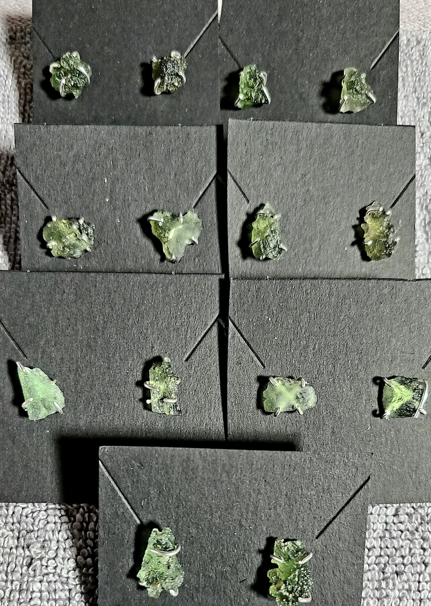 Rough Moldavite Stud Earrings