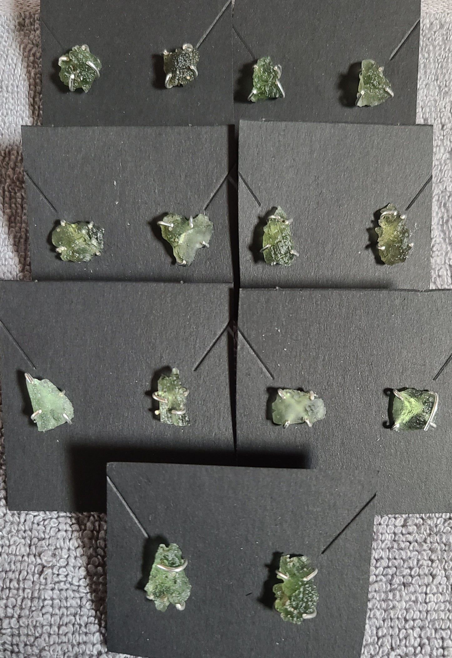 Rough Moldavite Stud Earrings