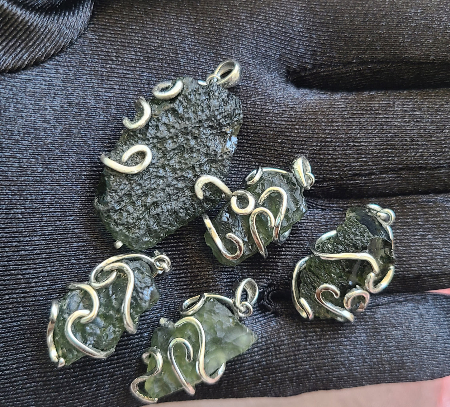 3.20g Rough Moldavite Pendant in Sterling Silver