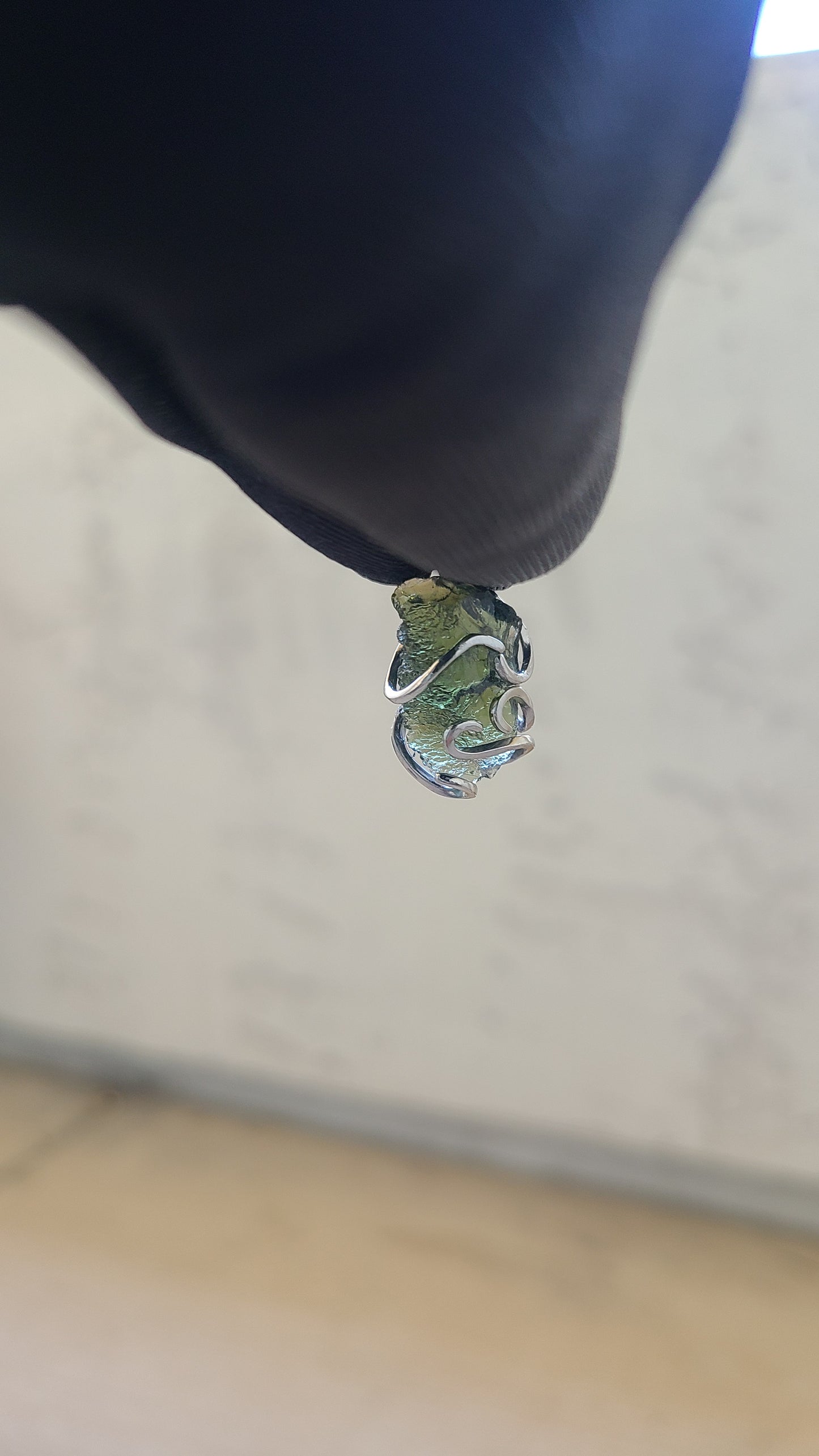 3.20g Rough Moldavite Pendant in Sterling Silver