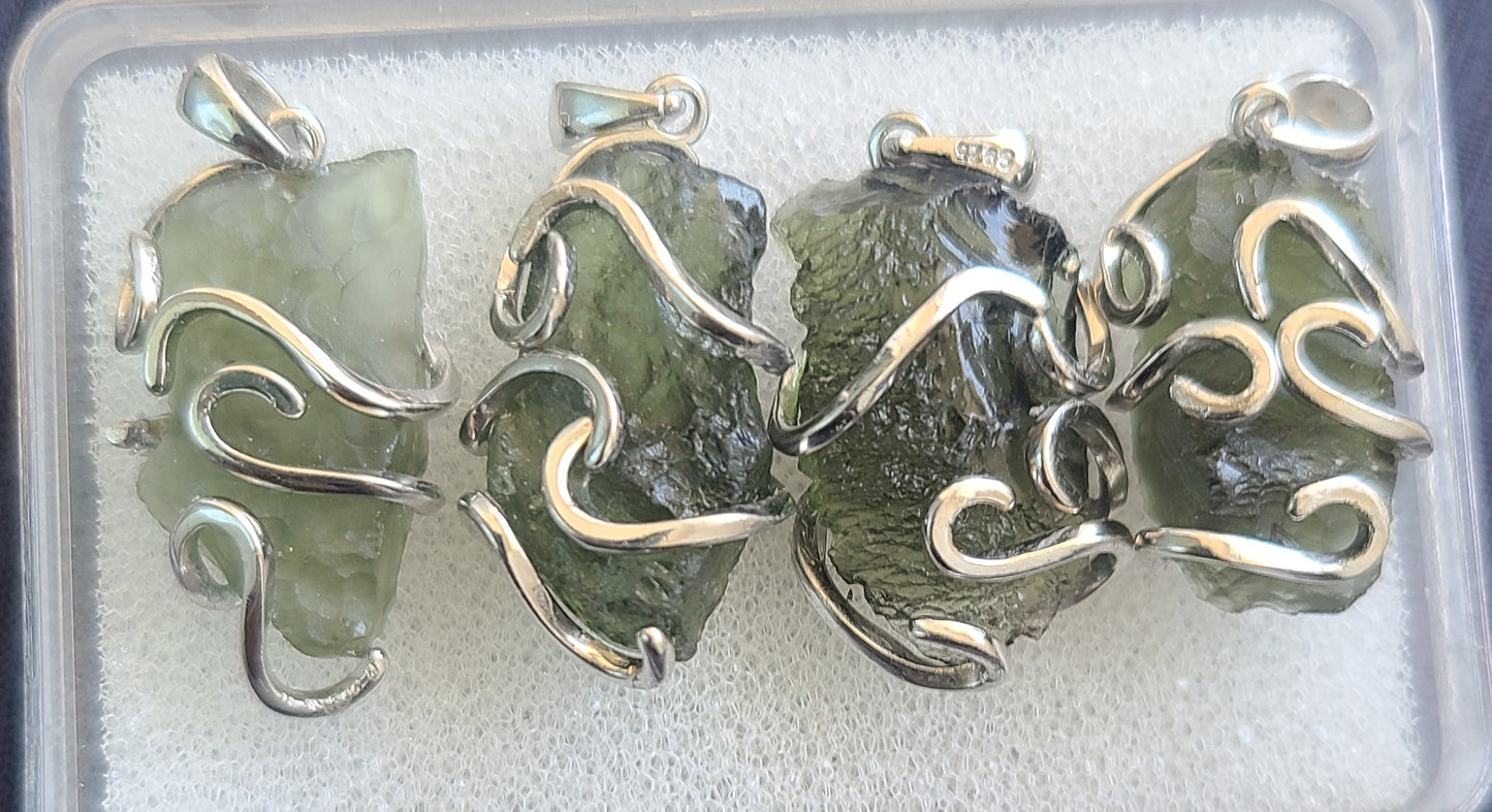 3.10g Rough Moldavite in Sterling Silver