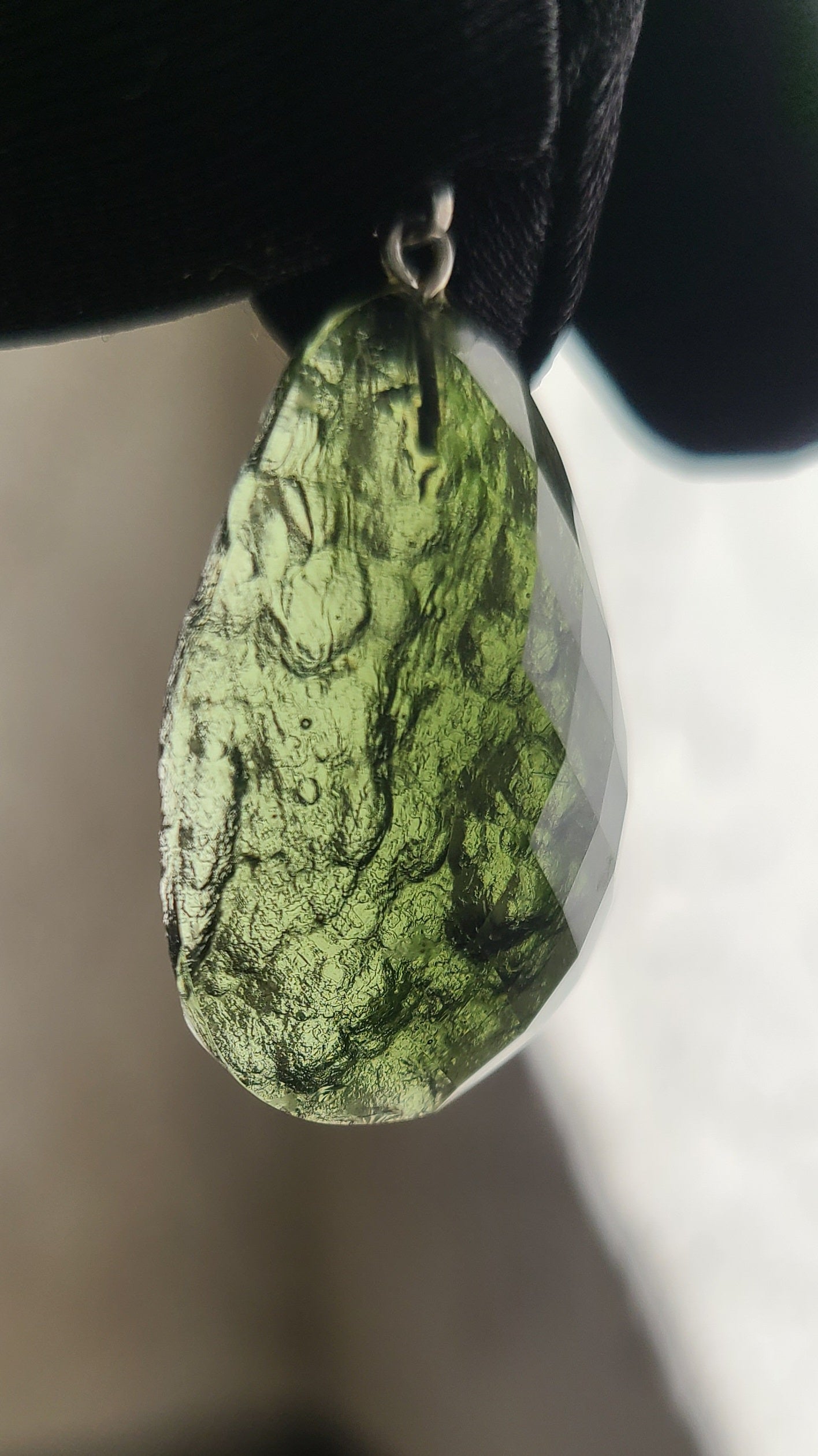 Large Faceted Authentic Moldavite Pendant 24.9 Carat (5 grams)