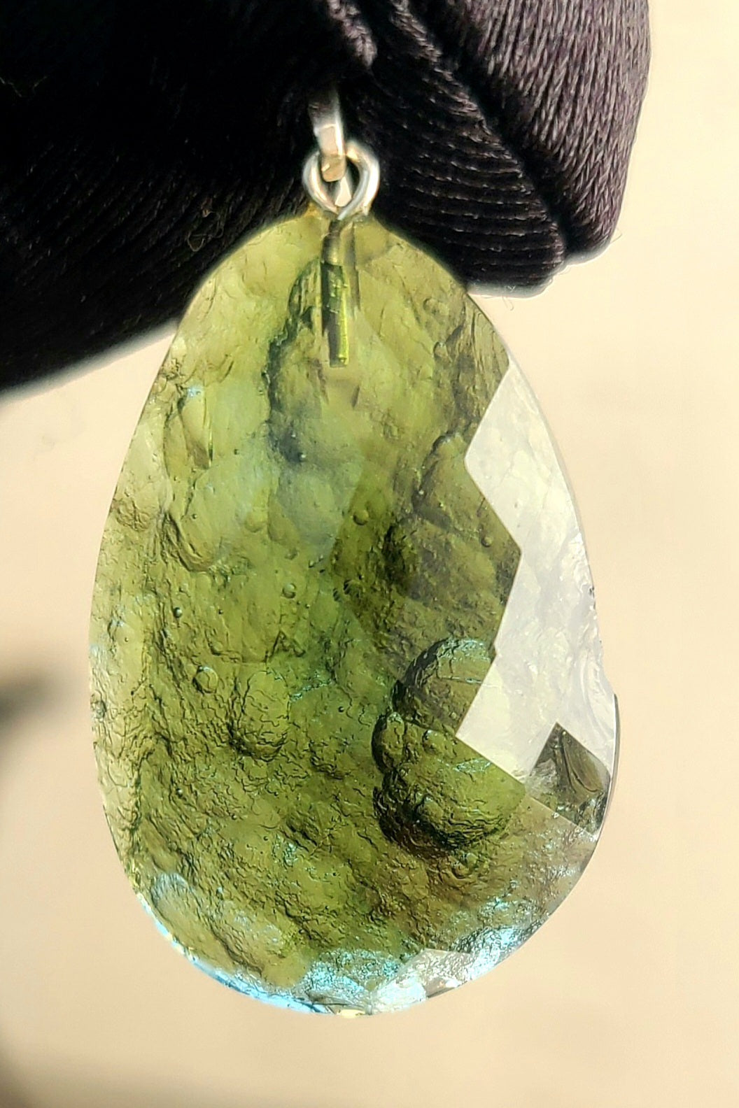 Large Faceted Authentic Moldavite Pendant 24.9 Carat (5 grams)