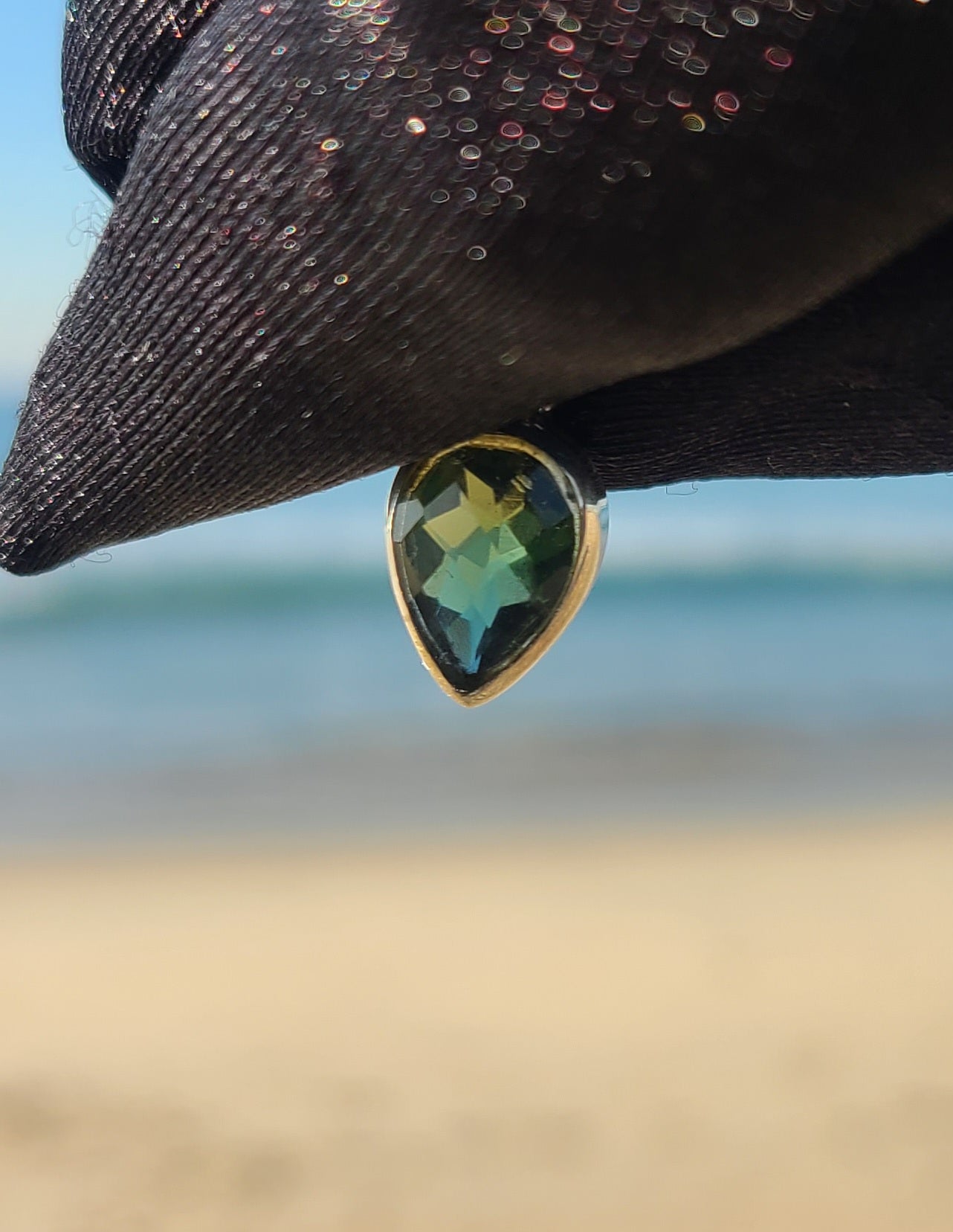 4 Carat Faceted Dancing Moldavite Pendant in Sterling Silver