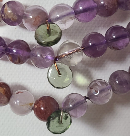 Super Seven Bracelet with Faceted Moldavite Bead