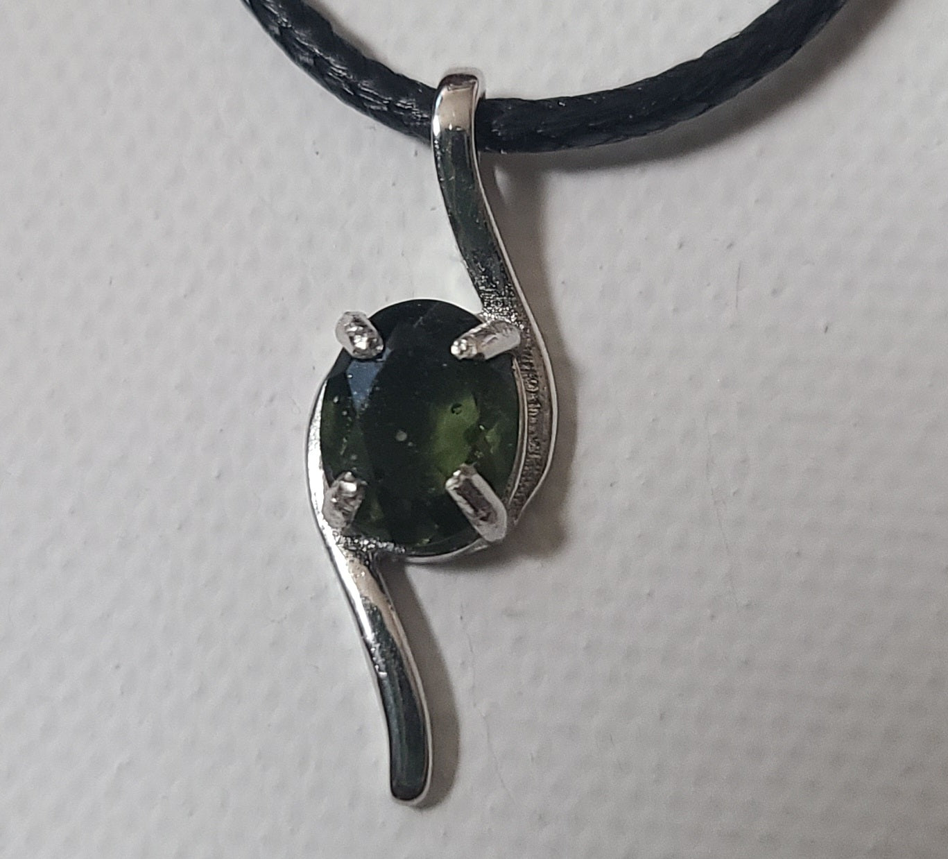 Authentic Faceted Moldavite Pendant in Sterling Silver
