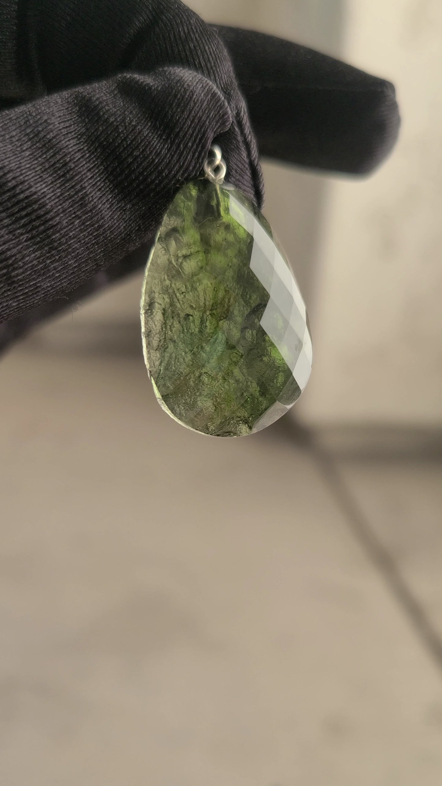 Large Faceted Authentic Moldavite Pendant 24.9 Carat (5 grams)