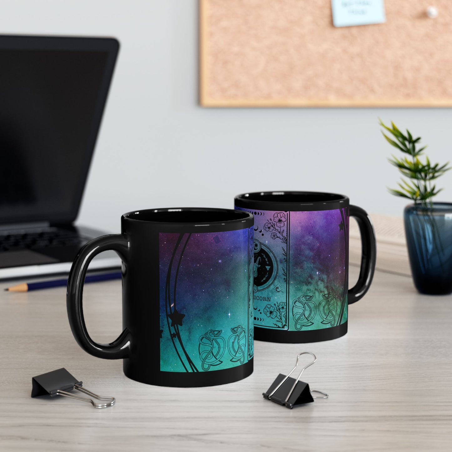 Capricorn Stardust Black Ceramic Mug