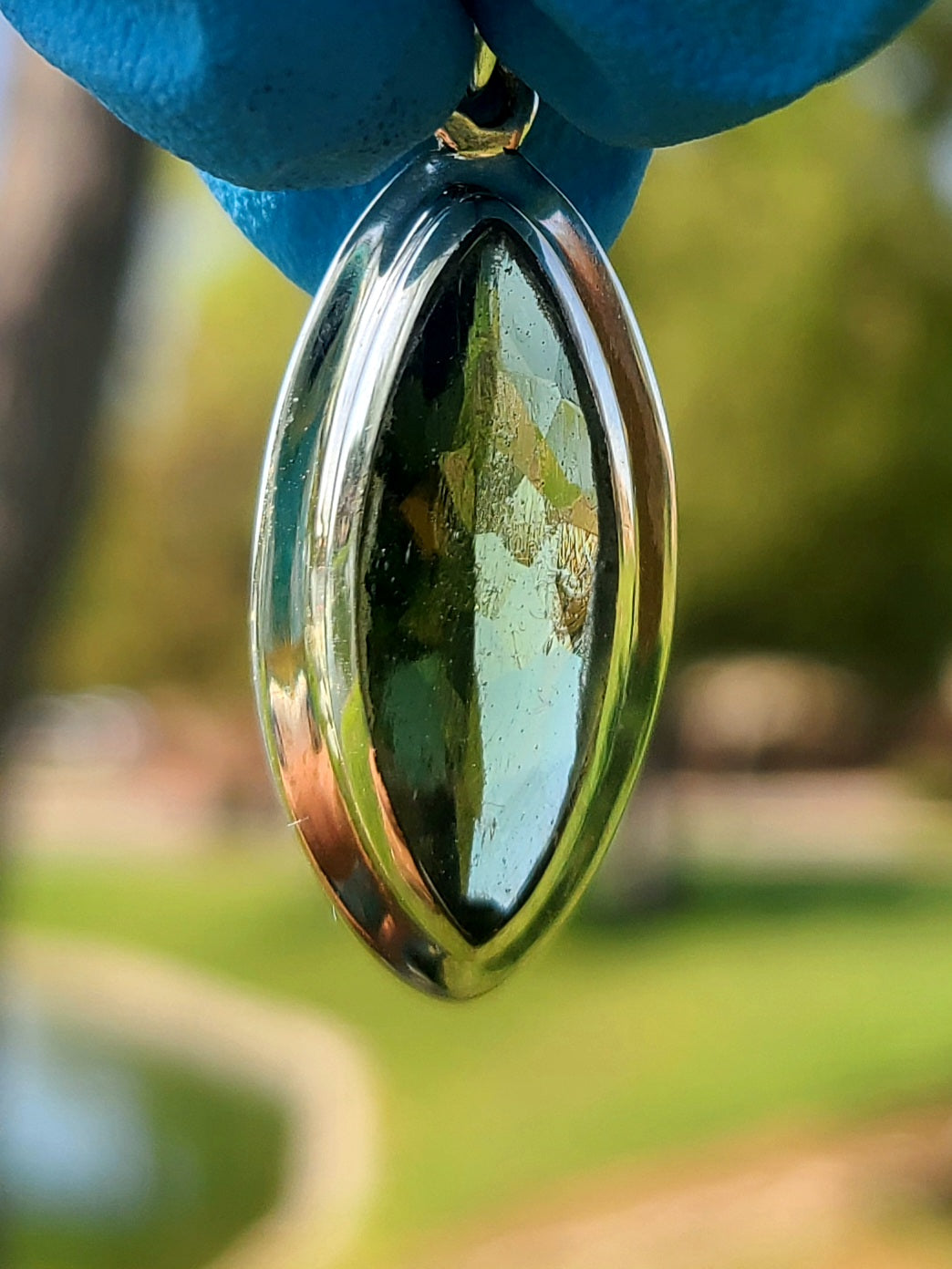 Genuine Large Faceted Moldavite Pendant (15ct)