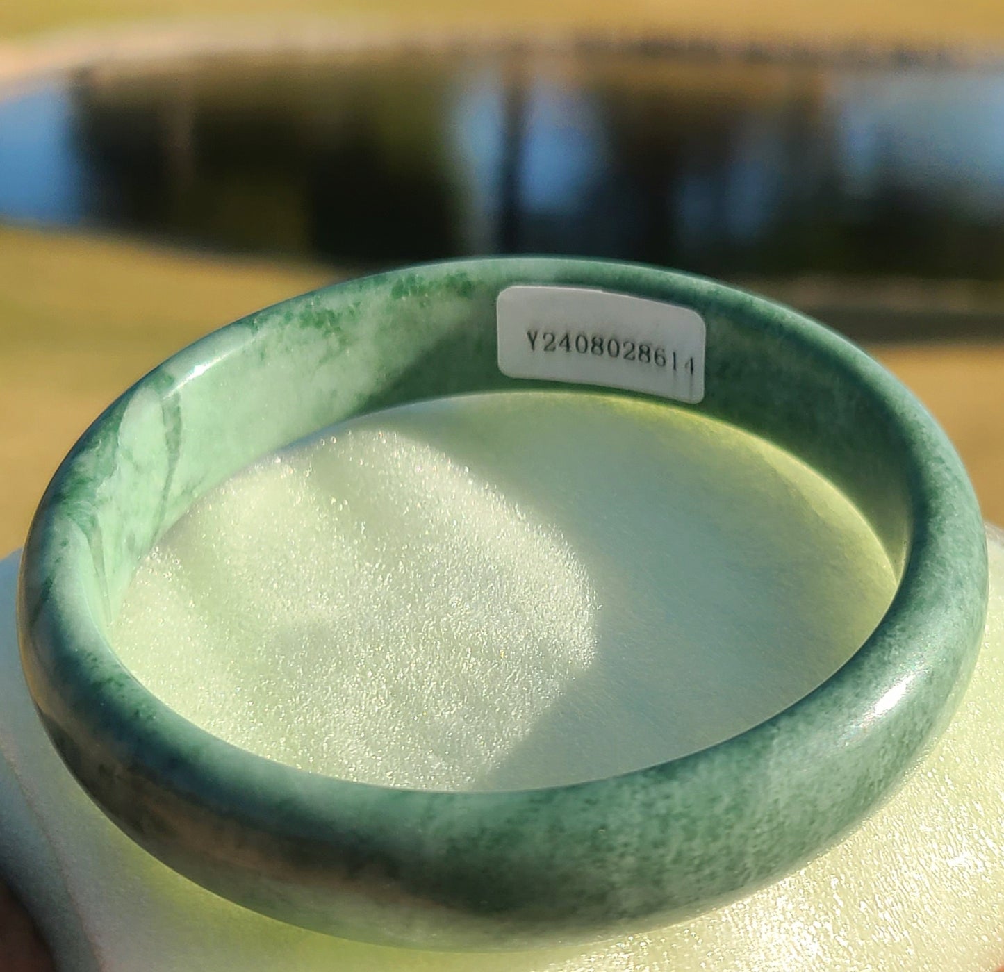 Natural Grade A Green Jade Bangle 60mm