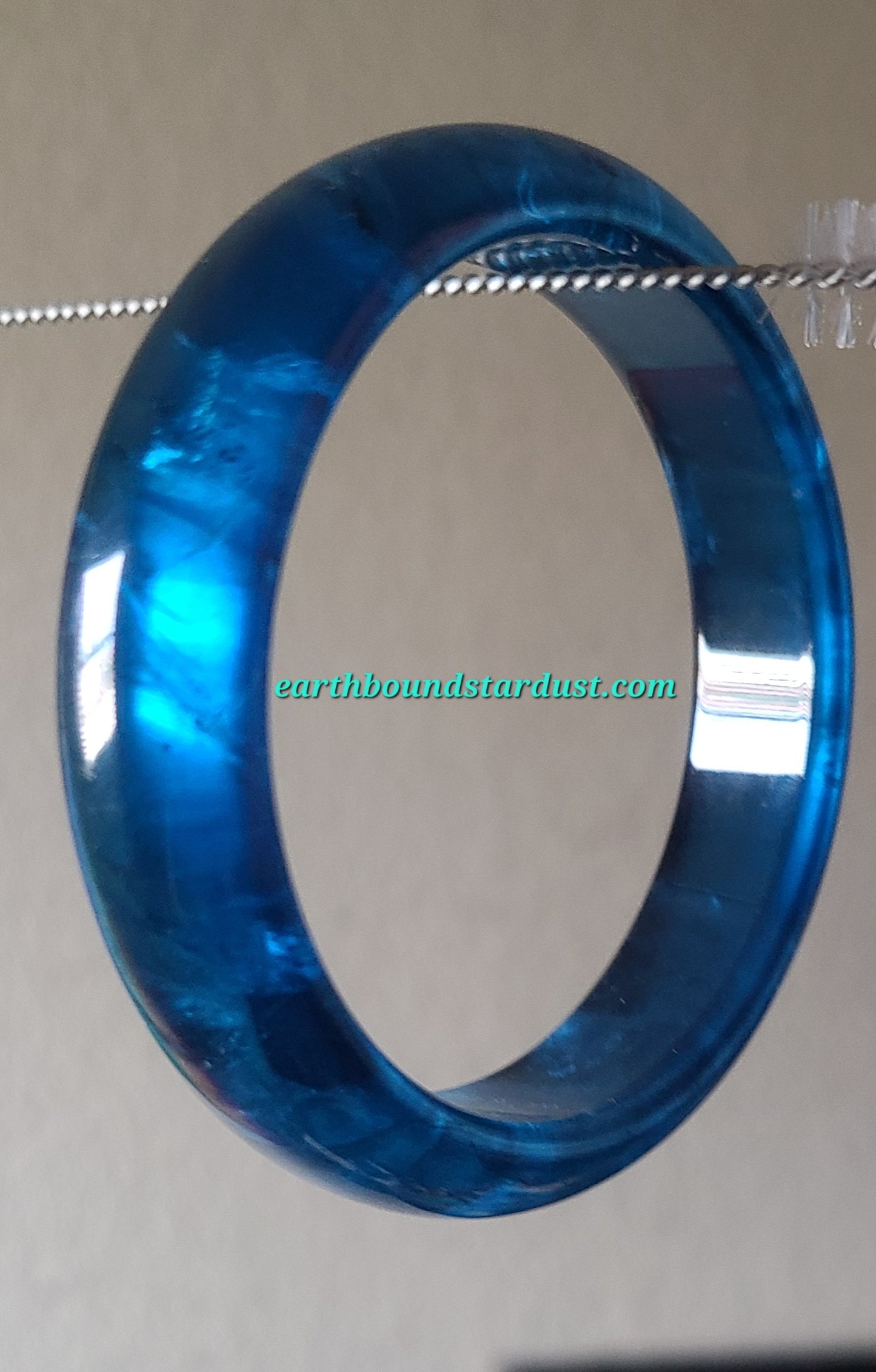Ocean Blue Aquamarine Bangle Top Quality Collector's Grade 62.6mm EXTREMELY RARE *Black Beryl Inclusions*
