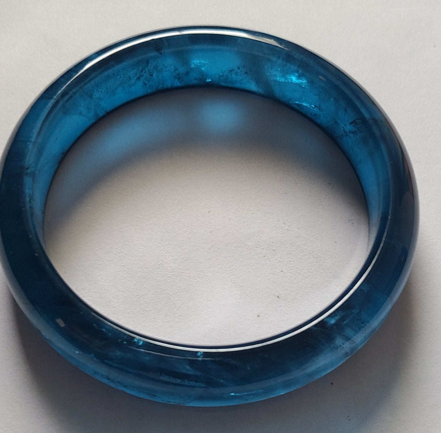 Ocean Blue Aquamarine Bangle Top Quality Collector's Grade 62.6mm EXTREMELY RARE *Black Beryl Inclusions*