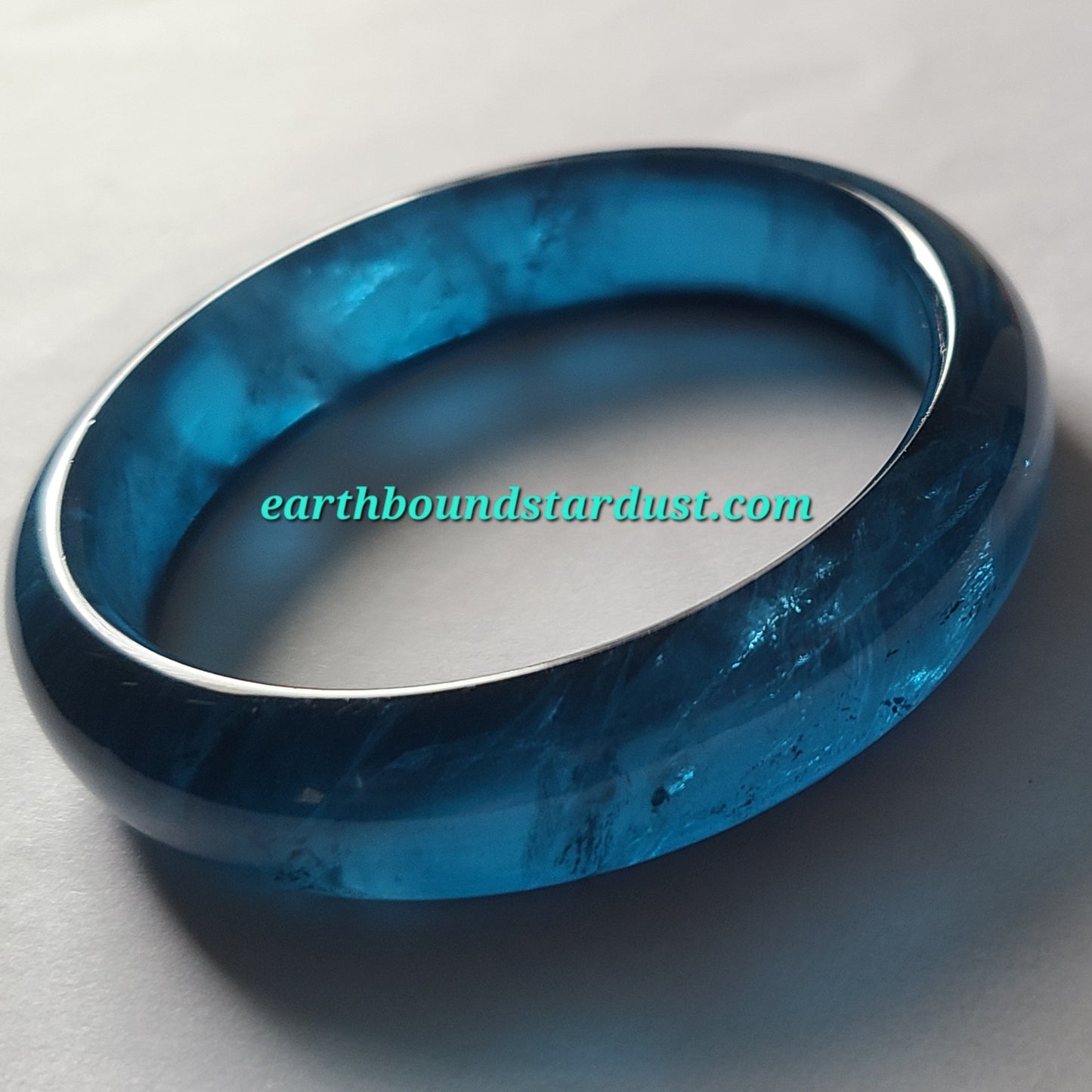 Ocean Blue Aquamarine Bangle Top Quality Collector's Grade 62.6mm EXTREMELY RARE *Black Beryl Inclusions*