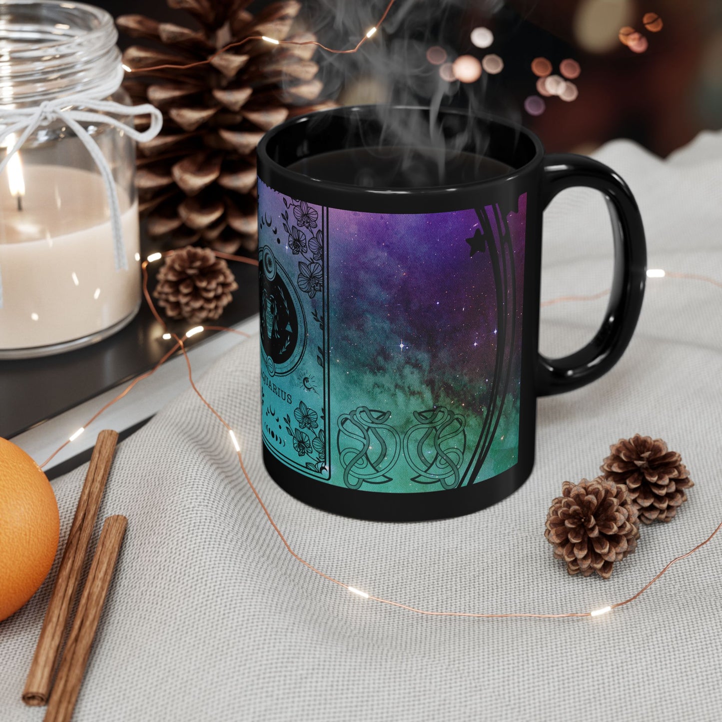 Aquarius Stardust Black Ceramic Mug