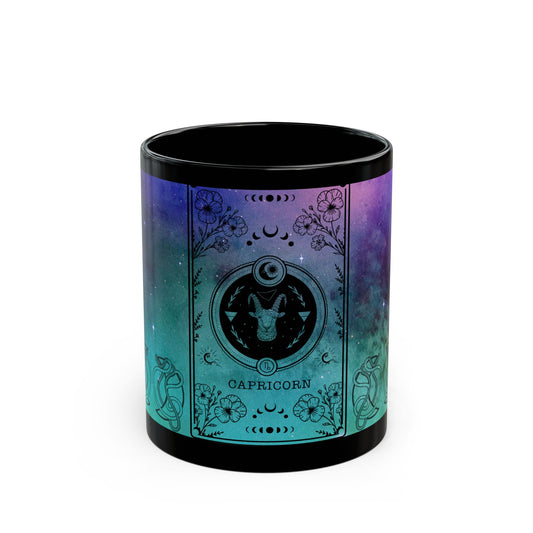 Capricorn Stardust Black Ceramic Mug