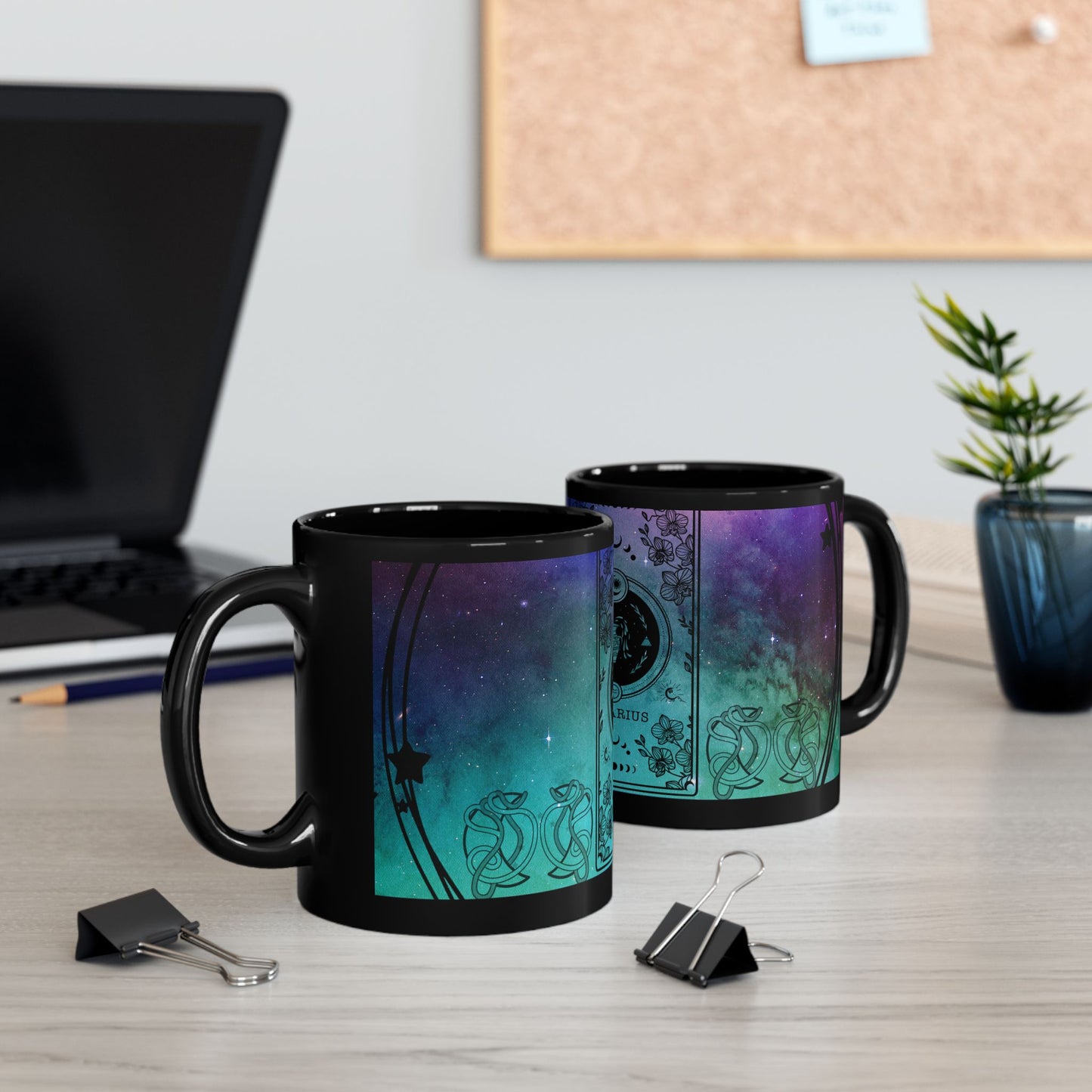 Aquarius Stardust Black Ceramic Mug