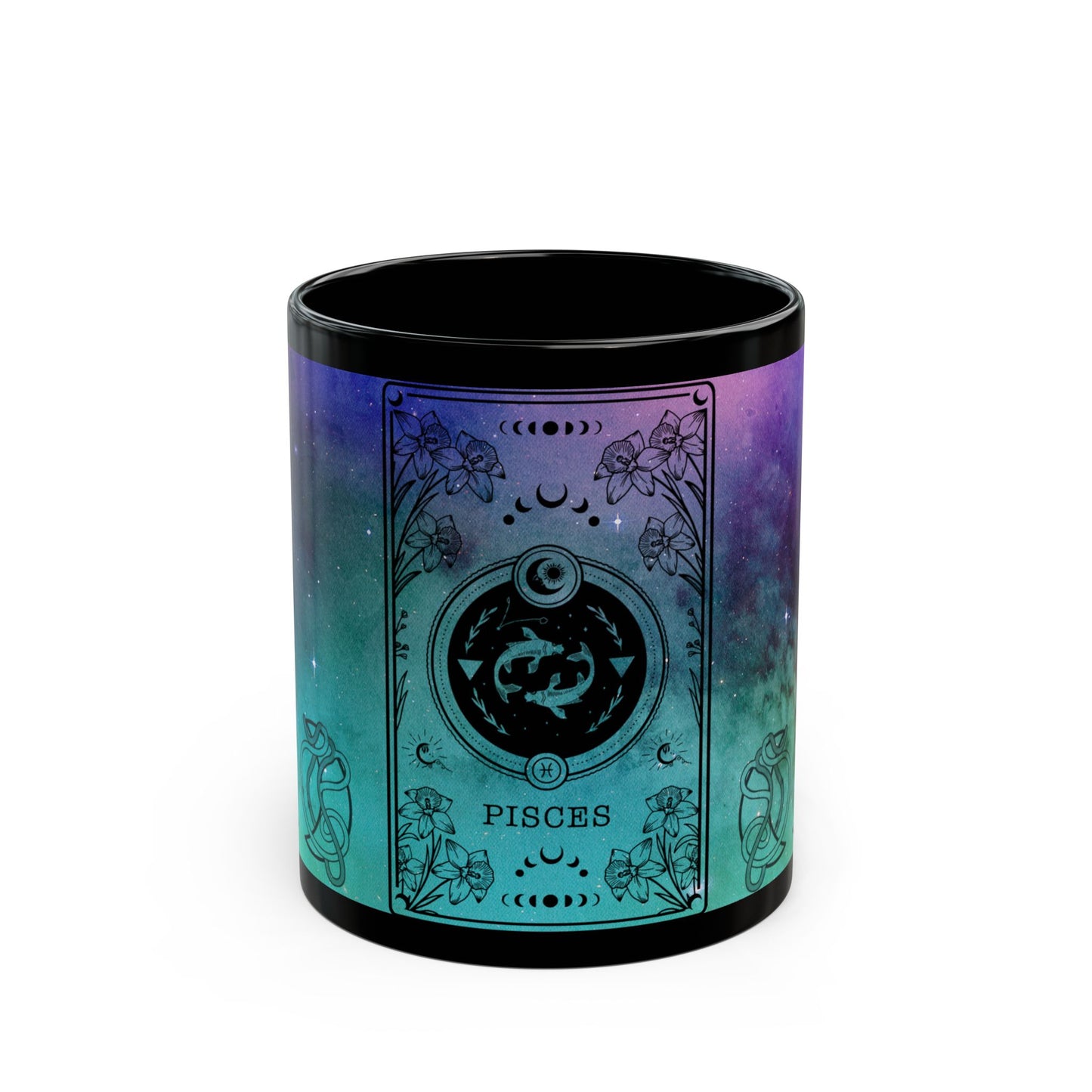Pisces Stardust Black Ceramic Mug