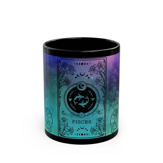 Pisces Stardust Black Ceramic Mug