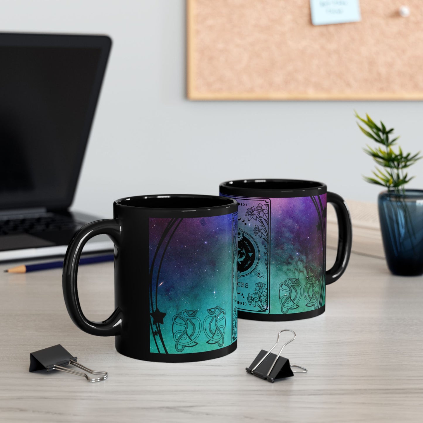 Pisces Stardust Black Ceramic Mug