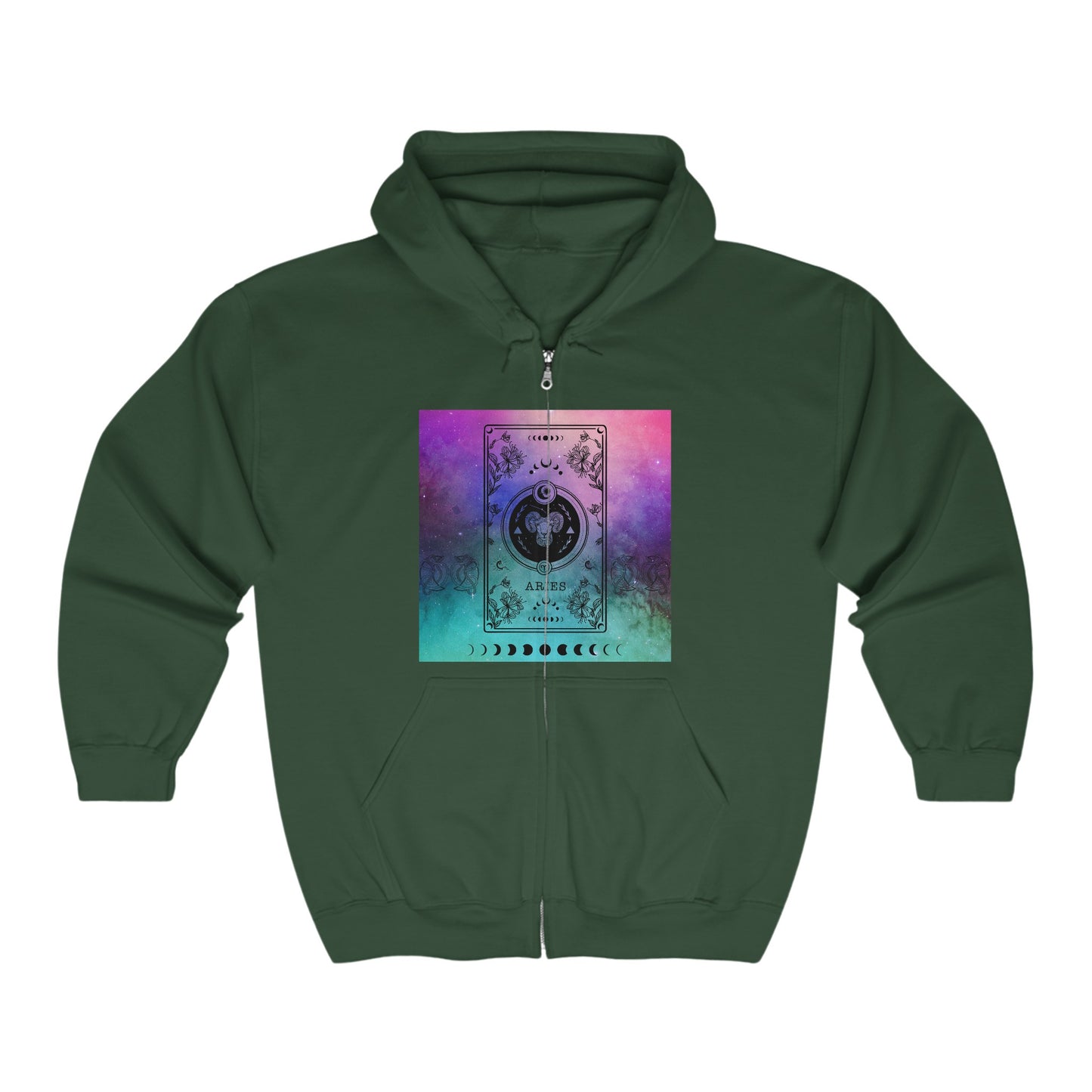 Galaxy Aries Zodiac Zip-Up Hoodie