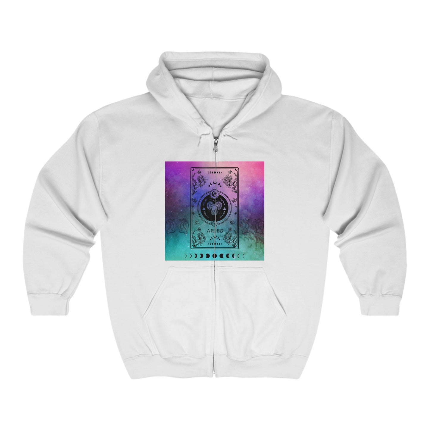 Galaxy Aries Zodiac Zip-Up Hoodie