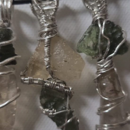 Moldavite and Libyan Desert Glass or Moldavite/Citrine Pendant