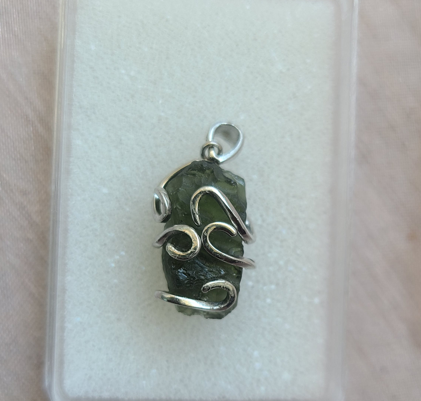 3.30g Rough Moldavite in Sterling Silver