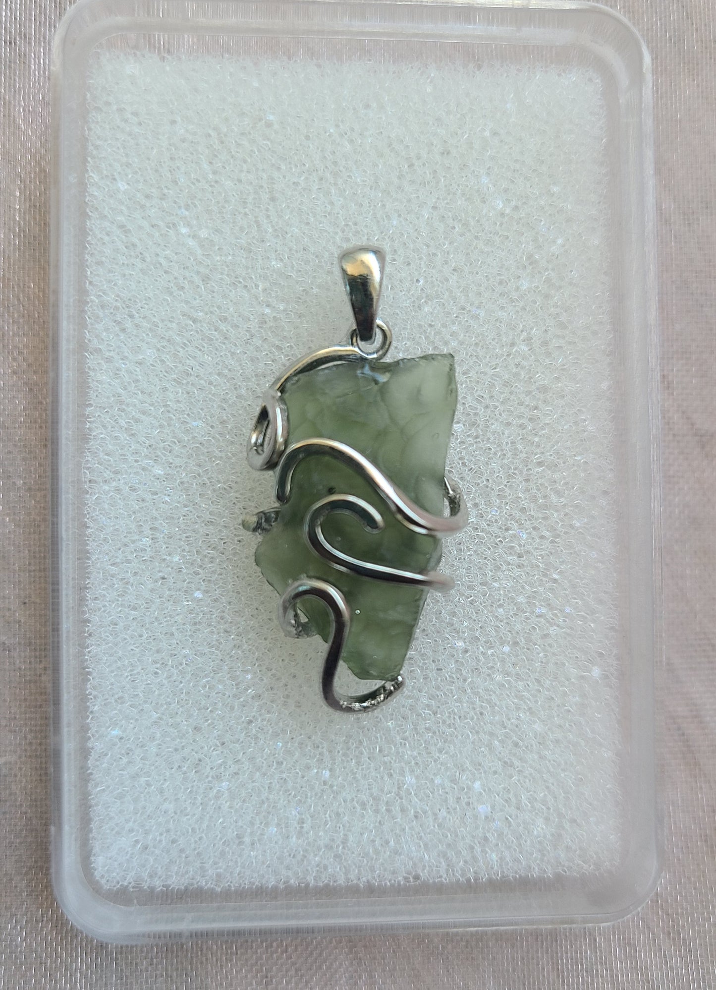 2.40g Rough Moldavite in Solid Sterling Silver