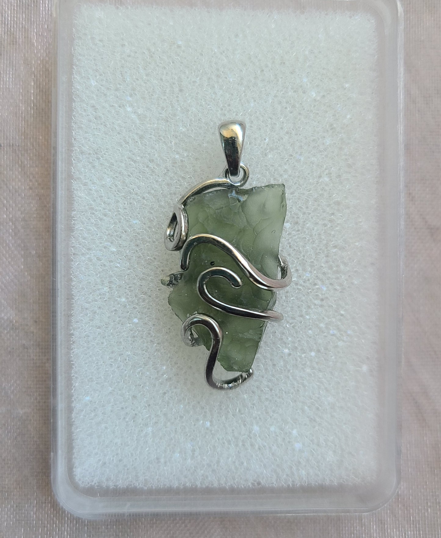 2.40g Rough Moldavite in Solid Sterling Silver