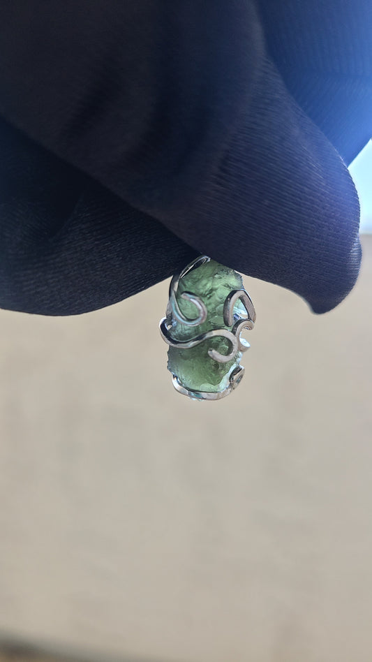 3.30g Rough Moldavite in Sterling Silver