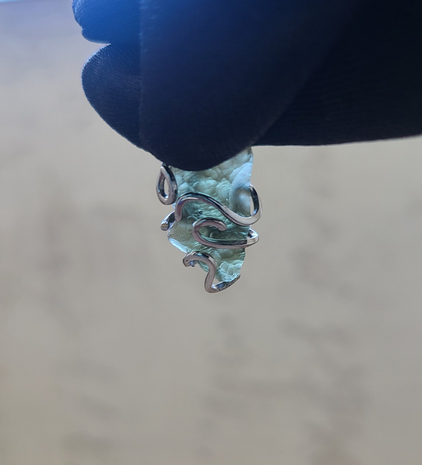 2.40g Rough Moldavite in Solid Sterling Silver