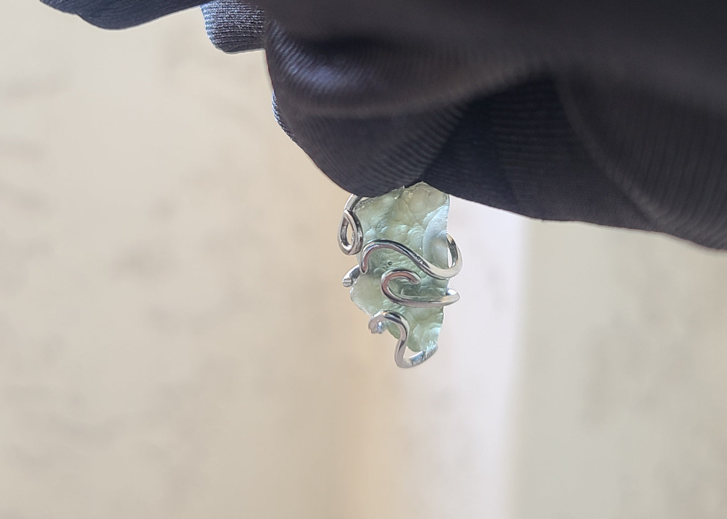 2.40g Rough Moldavite in Solid Sterling Silver