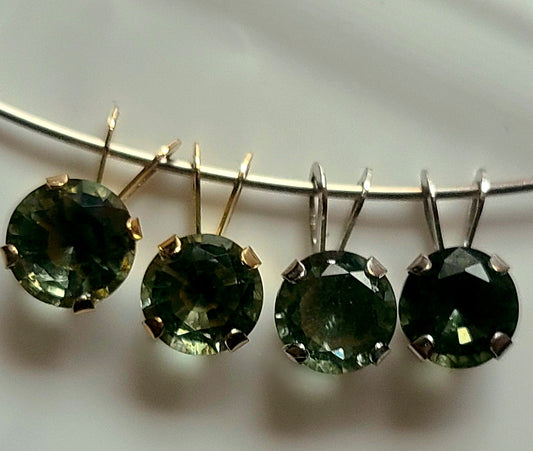 14K Solid Two-Tone White or Yellow Gold Minimalist Moldavite Pendant