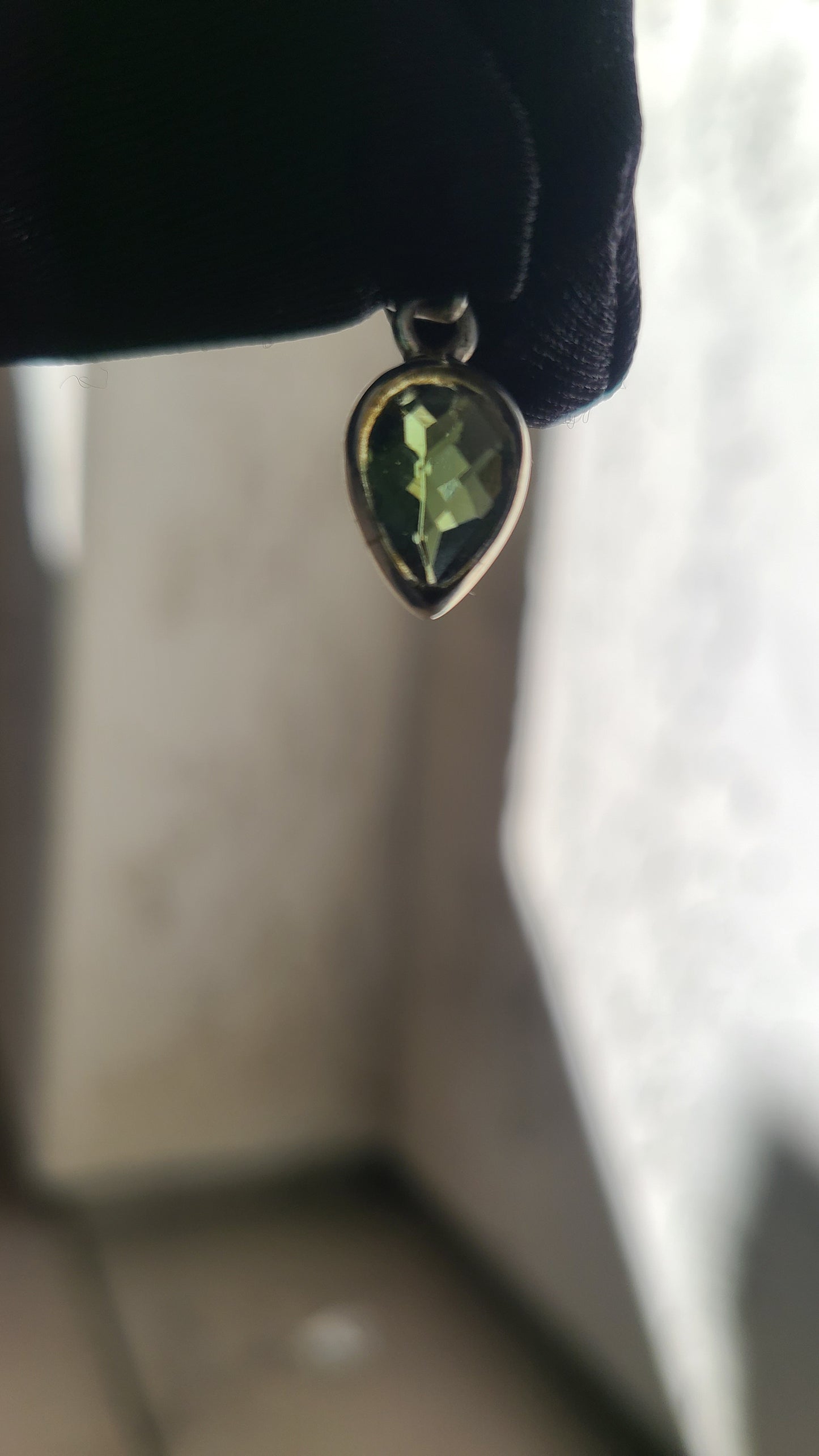 4 Carat Faceted Dancing Moldavite Pendant in Sterling Silver