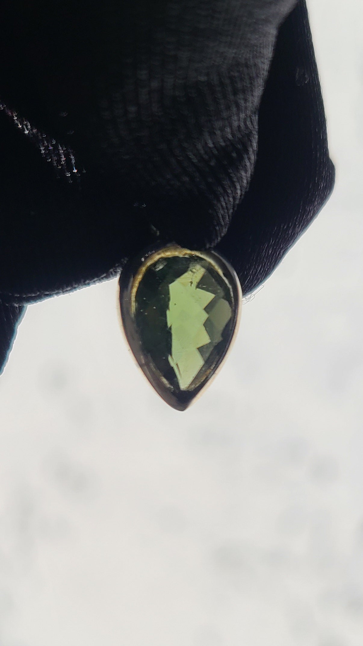 4 Carat Faceted Dancing Moldavite Pendant in Sterling Silver