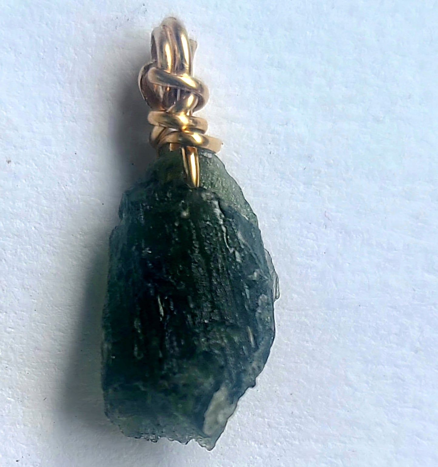 Dainty Rough Moldavite Pendant wrapped in 12K Gold-Filled Wire