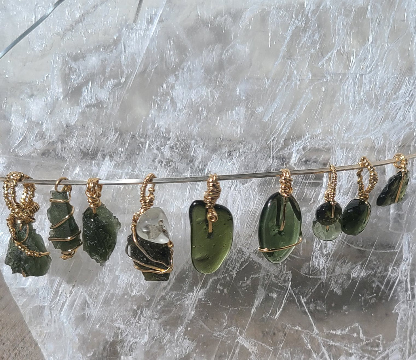 Dainty Rough Moldavite Pendant wrapped in 12K Gold-Filled Wire