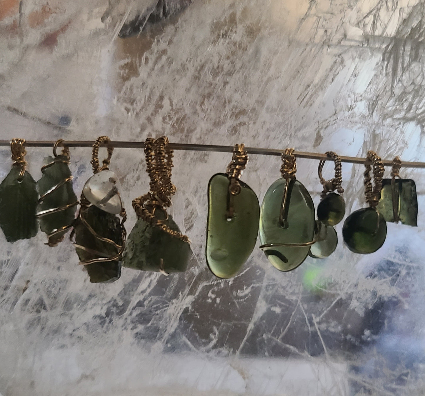 Dainty Rough Moldavite Pendant wrapped in 12K Gold-Filled Wire