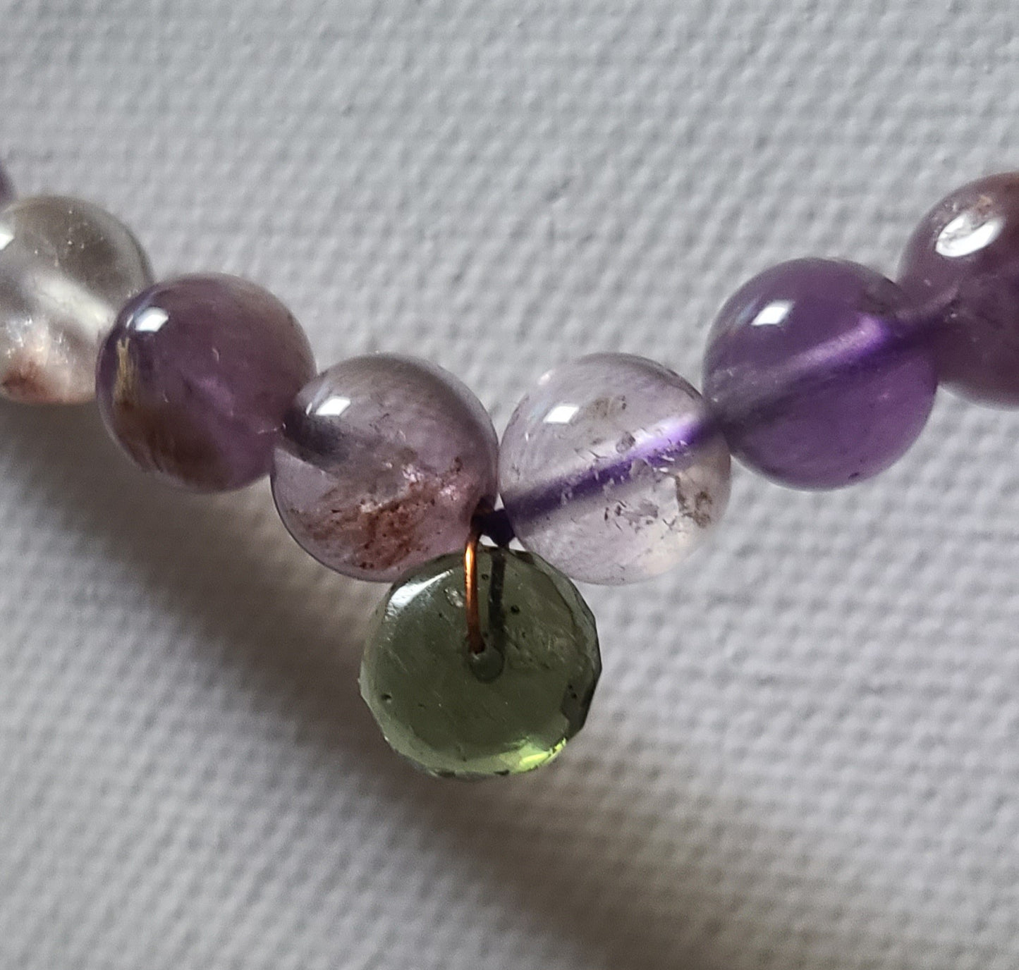 Super Seven Bracelet with Faceted Moldavite Bead