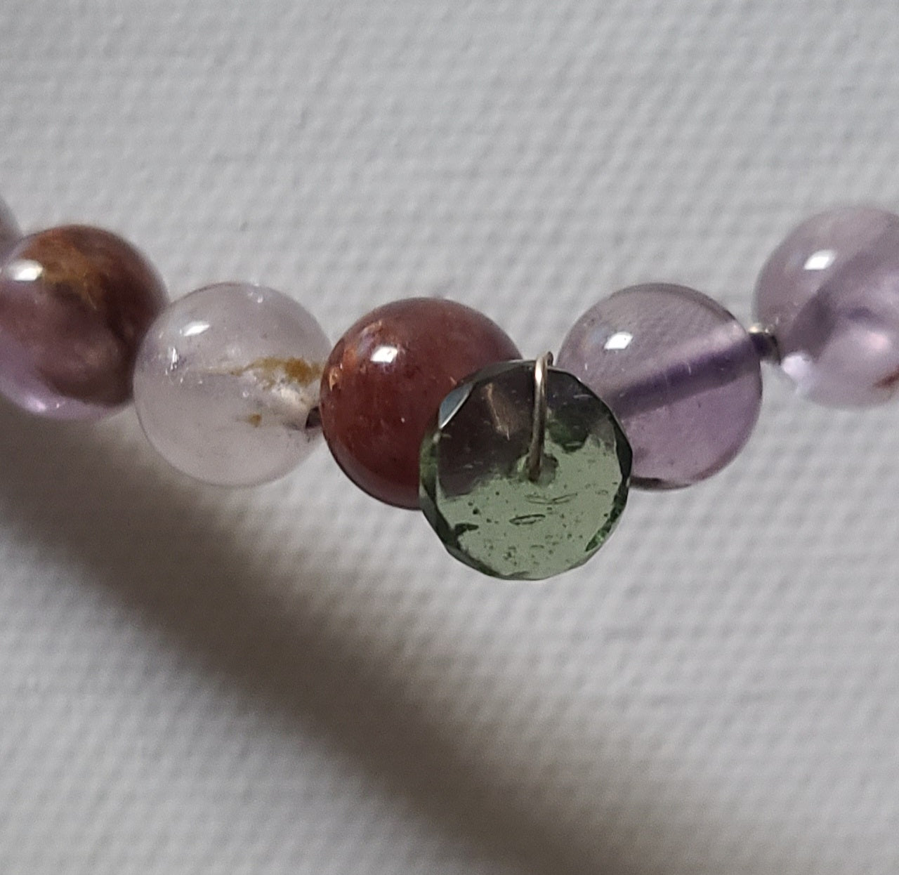 Super Seven Bracelet with Faceted Moldavite Bead