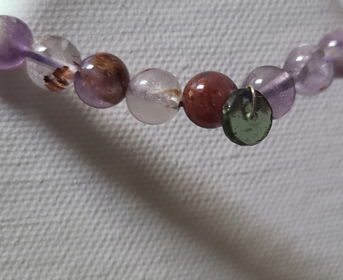 Super Seven Bracelet with Faceted Moldavite Bead