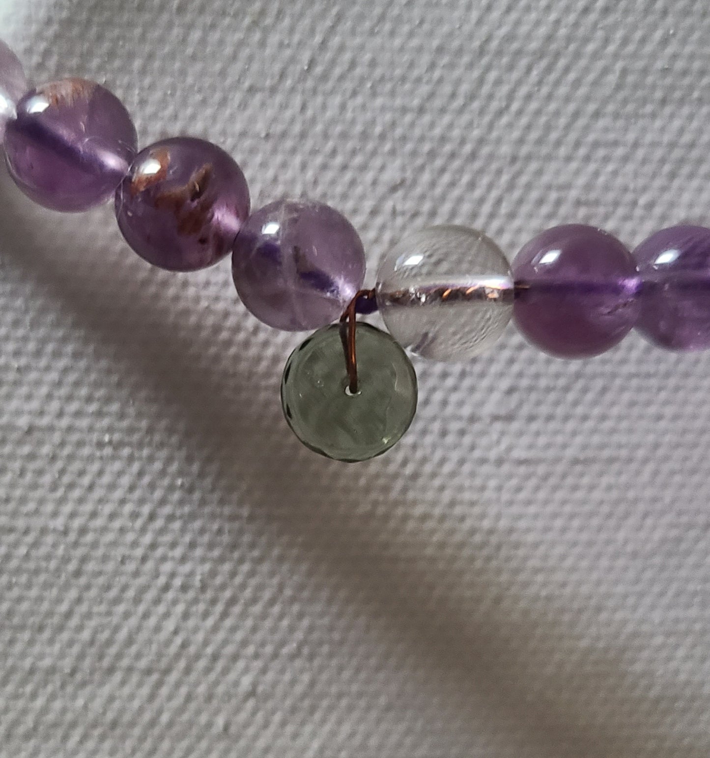 Super Seven Bracelet with Faceted Moldavite Bead