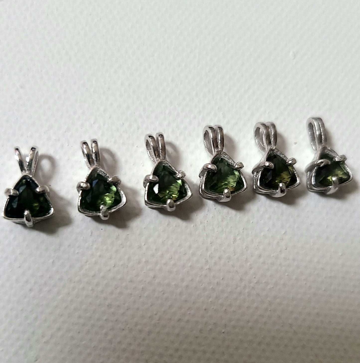 Genuine Trillion Moldavite Pendant in Sterling Silver