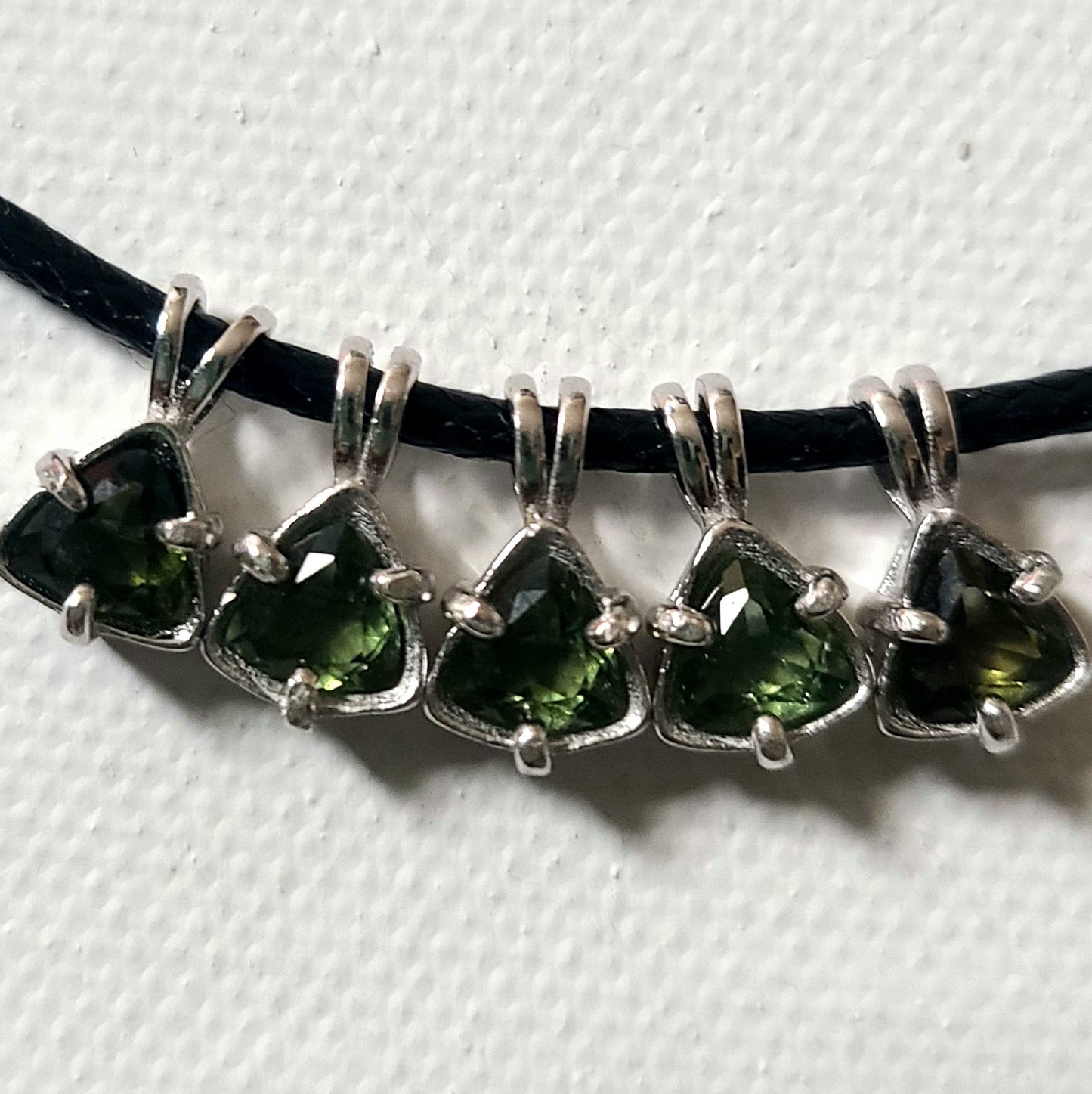 Genuine Trillion Moldavite Pendant in Sterling Silver