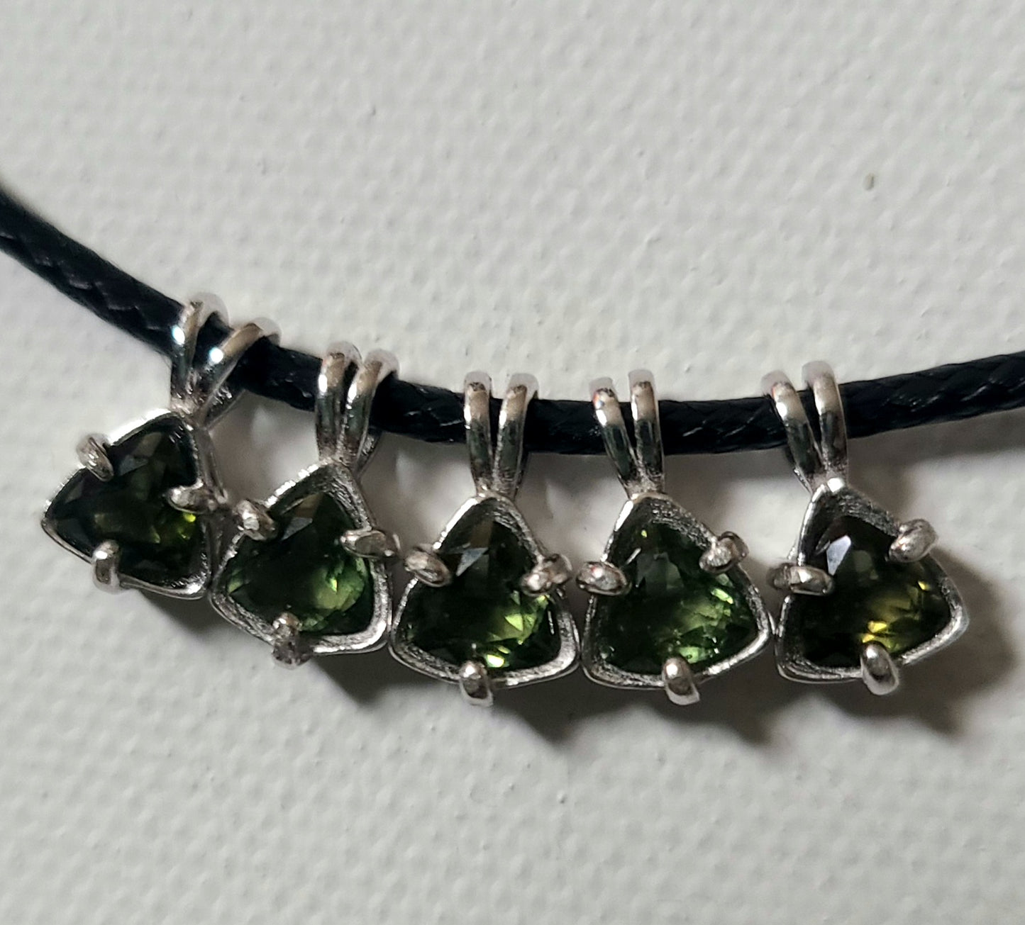 Genuine Trillion Moldavite Pendant in Sterling Silver